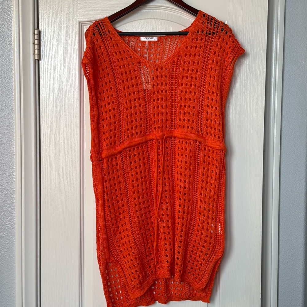 Bright Orange knit swimsuit cover up